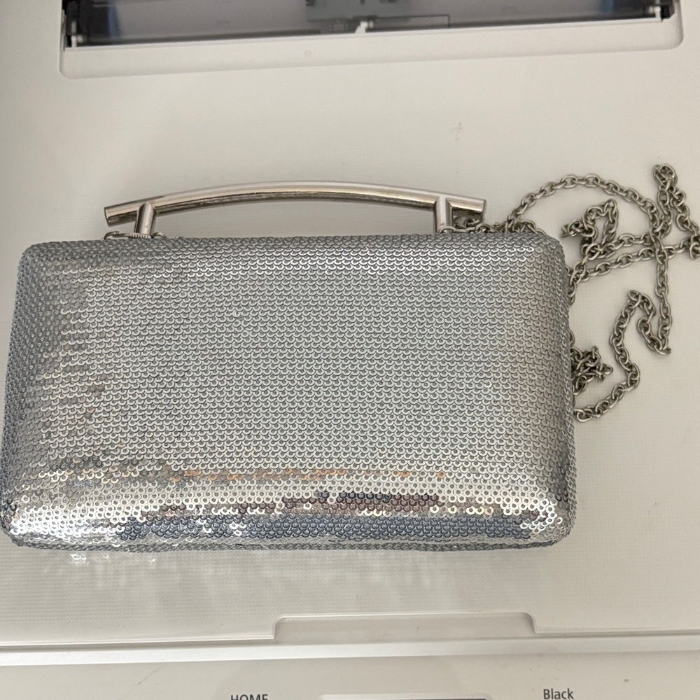 Silver Sequin Evening Bag